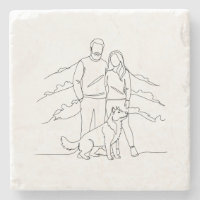 Dessin au trait minimaliste d'un couple moderne av