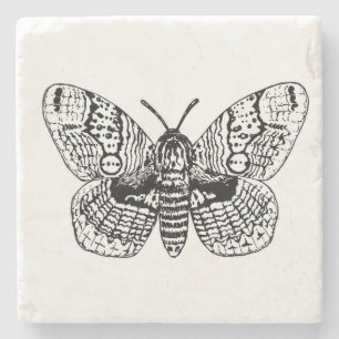 Dessous-de-verre En Pierre Dessin Brahmin moth