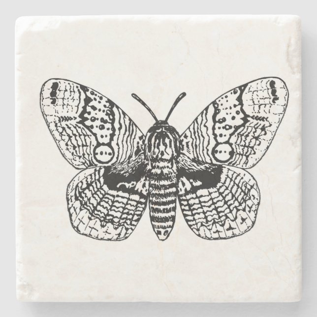 Dessous-de-verre En Pierre Dessin Brahmin moth (Devant)