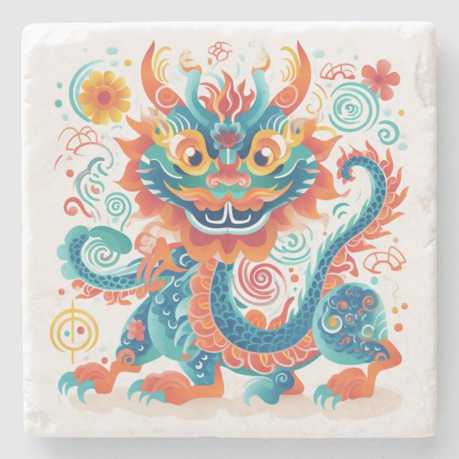 Dessous-de-verre En Pierre Dessin Chinese Dragon Wall Art (Devant)