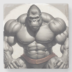 Dessous-de-verre En Pierre Dessin d'art pop de Gorilla Bodybuilder