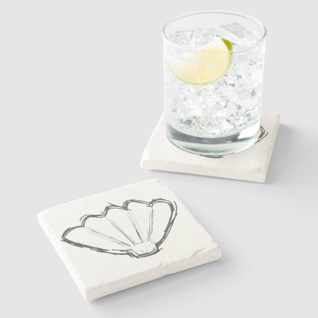 Dessous-de-verre En Pierre Dessin de coquillage (Côté)