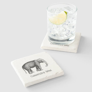 Dessous-de-verre En Pierre Dessin d'éléphant vintage