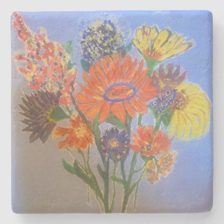 Dessous-de-verre En Pierre Dessous de verre à motif floral peint