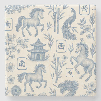 Dessous-de-verre En Pierre Dessous de verre année du Cheval Mahjong
