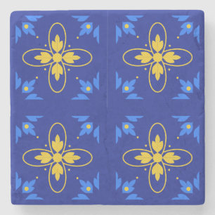 Dessous-de-verre En Pierre Dessous de verre bleu et jaune Azulejo (mini)