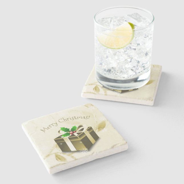 Dessous-de-verre En Pierre Dessous de verre cadeau de Noël or en pierre (Côté)