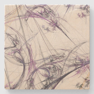 Dessous-de-verre En Pierre Dessous de verre Carré fractal violet et gris