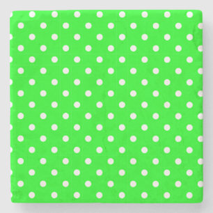 Dessous-de-verre En Pierre Dessous de verre Carré Neon Green et White Pois