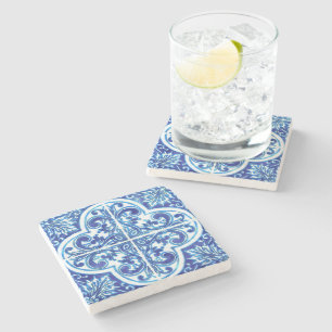 Dessous-de-verre En Pierre Dessous de verre Carrelage bleu Maiolica   Look en