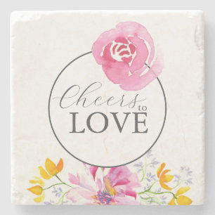 Dessous-de-verre En Pierre Dessous de verre Chefs Rose Floral Mariage thème