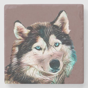 Dessous-de-verre En Pierre Dessous de verre coloré en marbre sibérien Husky