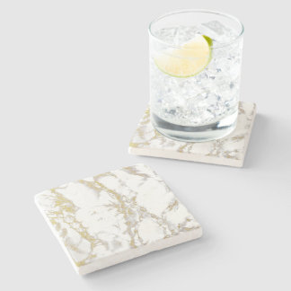 Dessous-de-verre En Pierre Dessous de verre de carré de marbre d'or