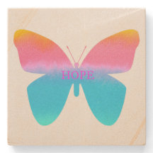 Dessous de verre de grès de papillon d'espoir