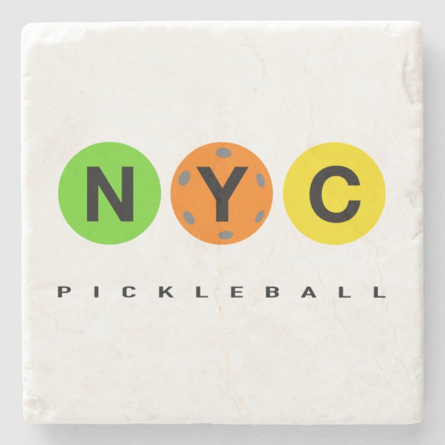 Dessous-de-verre En Pierre Dessous de verre de Pickleball NYC v1 (Devant)