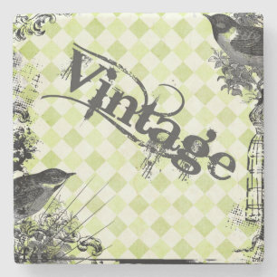 Dessous-de-verre En Pierre Dessous de verre de pierre Collage d'oiseaux vinta