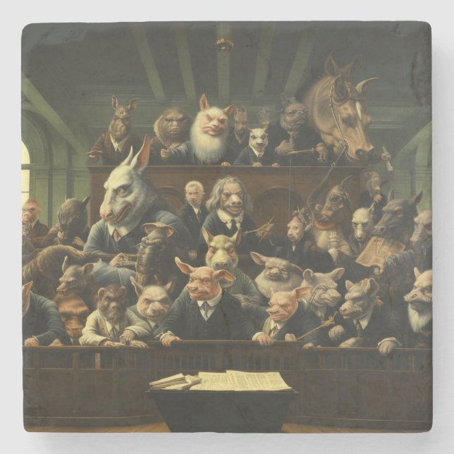 Dessous-de-verre En Pierre Dessous de verre de pierre - "Congrès animal" (Devant)