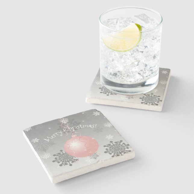 Dessous-de-verre En Pierre Dessous de verre de pierre rose fantaisie de Noël (Côté)