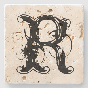 Dessous-de-verre En Pierre Dessous de verre de pierre travertin monogramme vi