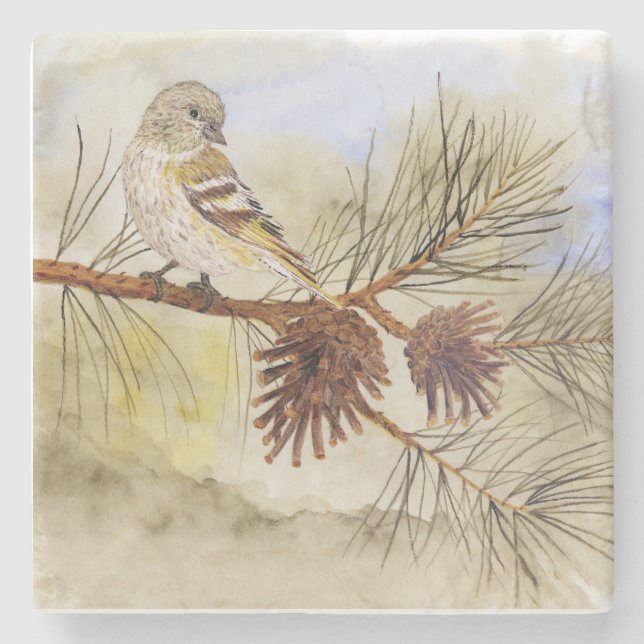 Dessous-de-verre En Pierre Dessous de verre de Siskin de pin (Devant)