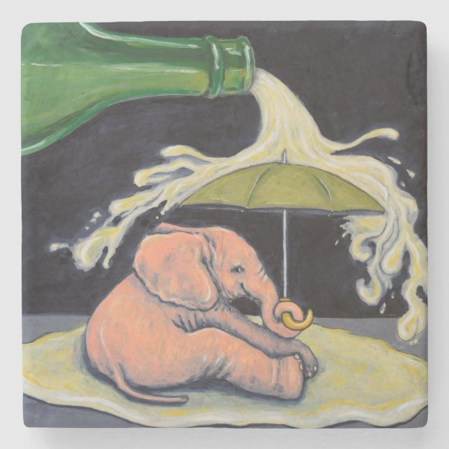 Dessous-de-verre En Pierre Dessous de verre d'éléphant rose (Devant)
