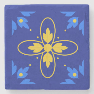 Dessous-de-verre En Pierre Dessous de verre en azulejo bleu et jaune