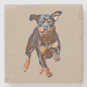 Dessous-de-verre En Pierre Dessous de verre en marbre de chien peint Rottweil
