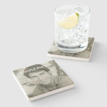 Dessous de verre en pierre avec photo personnalisé