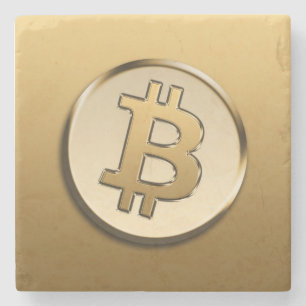Dessous-de-verre En Pierre Dessous de verre en pierre Bitcoin doré