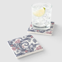 Dessous de verre en pierre bleu Art Nouveau 