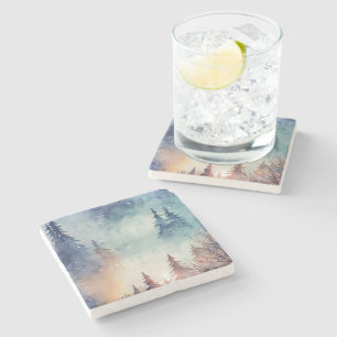 Dessous-de-verre En Pierre Dessous de verre en pierre d'art aquarelle hiver