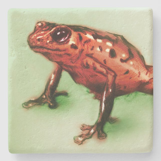 Dessous-de-verre En Pierre Dessous de verre en pierre de grenouille rouge, cr (Devant)