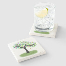 Dessous de verre en pierre de l'arbre source