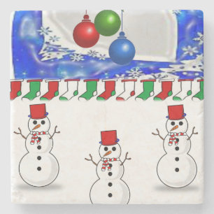 Dessous-de-verre En Pierre Dessous de verre en pierre de marbre de neige Noël