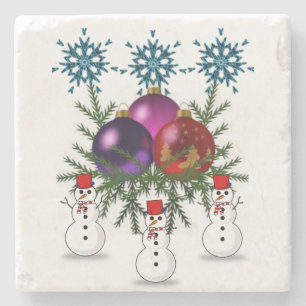 Dessous-de-verre En Pierre Dessous de verre en pierre de marbre de neige Noël
