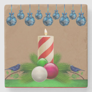 Dessous-de-verre En Pierre Dessous de verre en pierre de marbre de Noël, boug