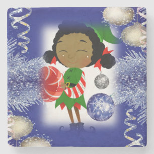 Dessous-de-verre En Pierre Dessous de verre en pierre de marbre de Noël, Elfe