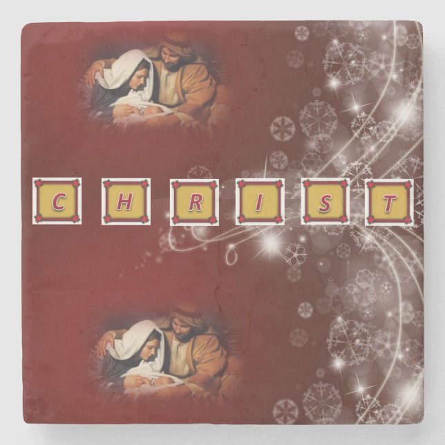 Dessous-de-verre En Pierre Dessous de verre en pierre de marbre de Noël, Jésu (Devant)