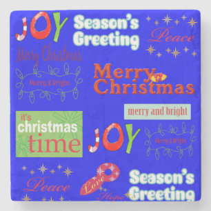 Dessous-de-verre En Pierre Dessous de verre en pierre de marbre de Noël, Joy