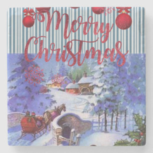 Dessous-de-verre En Pierre Dessous de verre en pierre de marbre de Noël, Joye