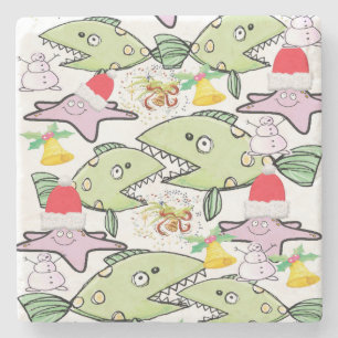 Dessous-de-verre En Pierre Dessous de verre en pierre de marbre de Noël, Pois