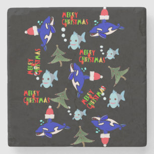 Dessous-de-verre En Pierre Dessous de verre en pierre de marbre de Noël, Pois