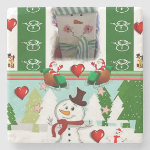 Dessous-de-verre En Pierre Dessous de verre en pierre de marbre de Noël, Snow