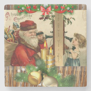 Dessous-de-verre En Pierre Dessous de verre en pierre de marbre de Noël, Vint