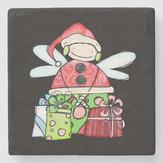 Dessous-de-verre En Pierre Dessous de verre en pierre de marbre de père Noël, (Devant)