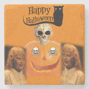 Dessous-de-verre En Pierre Dessous de verre en pierre de marbre d'Halloween