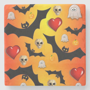 Dessous-de-verre En Pierre Dessous de verre en pierre de marbre d'Halloween