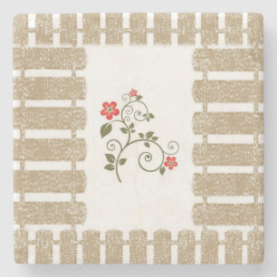 Dessous-de-verre En Pierre Dessous de verre en pierre de marbre Floral