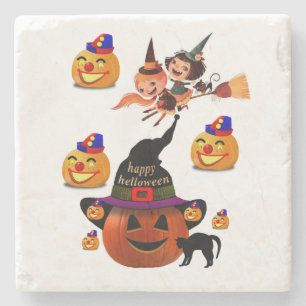 Dessous-de-verre En Pierre Dessous de verre en pierre de marbre Halloween