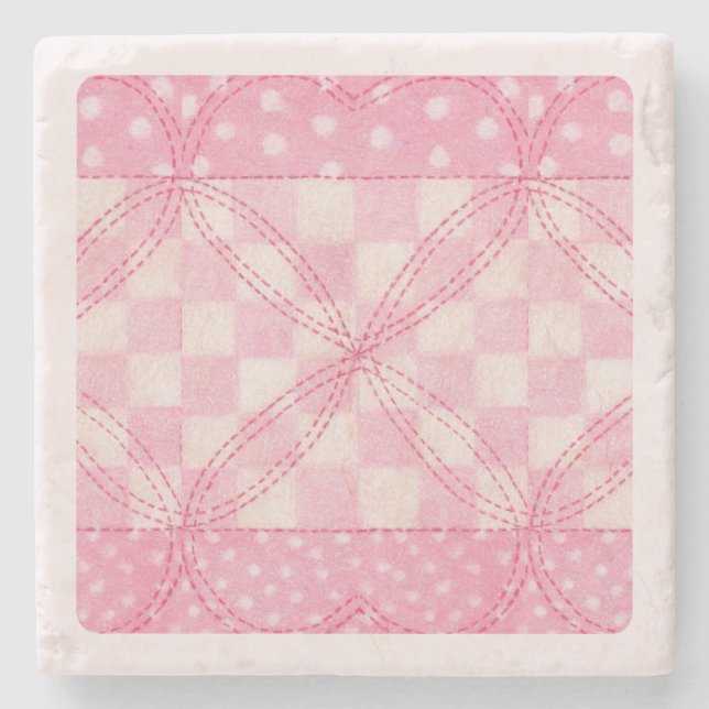 Dessous-de-verre En Pierre Dessous de verre en pierre de marbre rose COEUR /  (Devant)